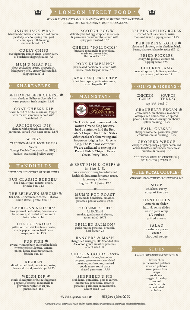 Menu The Pub - Rookwood-1