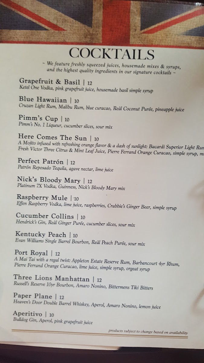 Menu The Pub - Rookwood-9